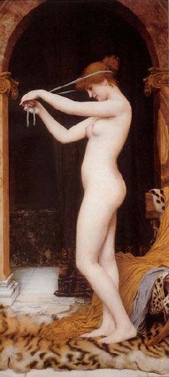 John William Godward Venus Binding her Hair oil painting image